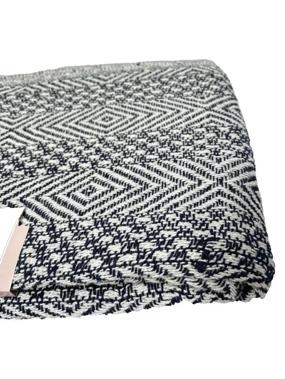 Navy & White Cotton-Blend Throw Blanket, 50